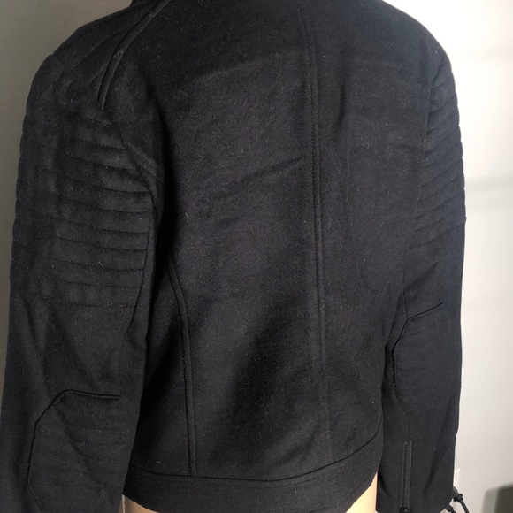 Vince Wool Cropped Motorcycle Jacket Elbow Patch - Picture 4 of 8